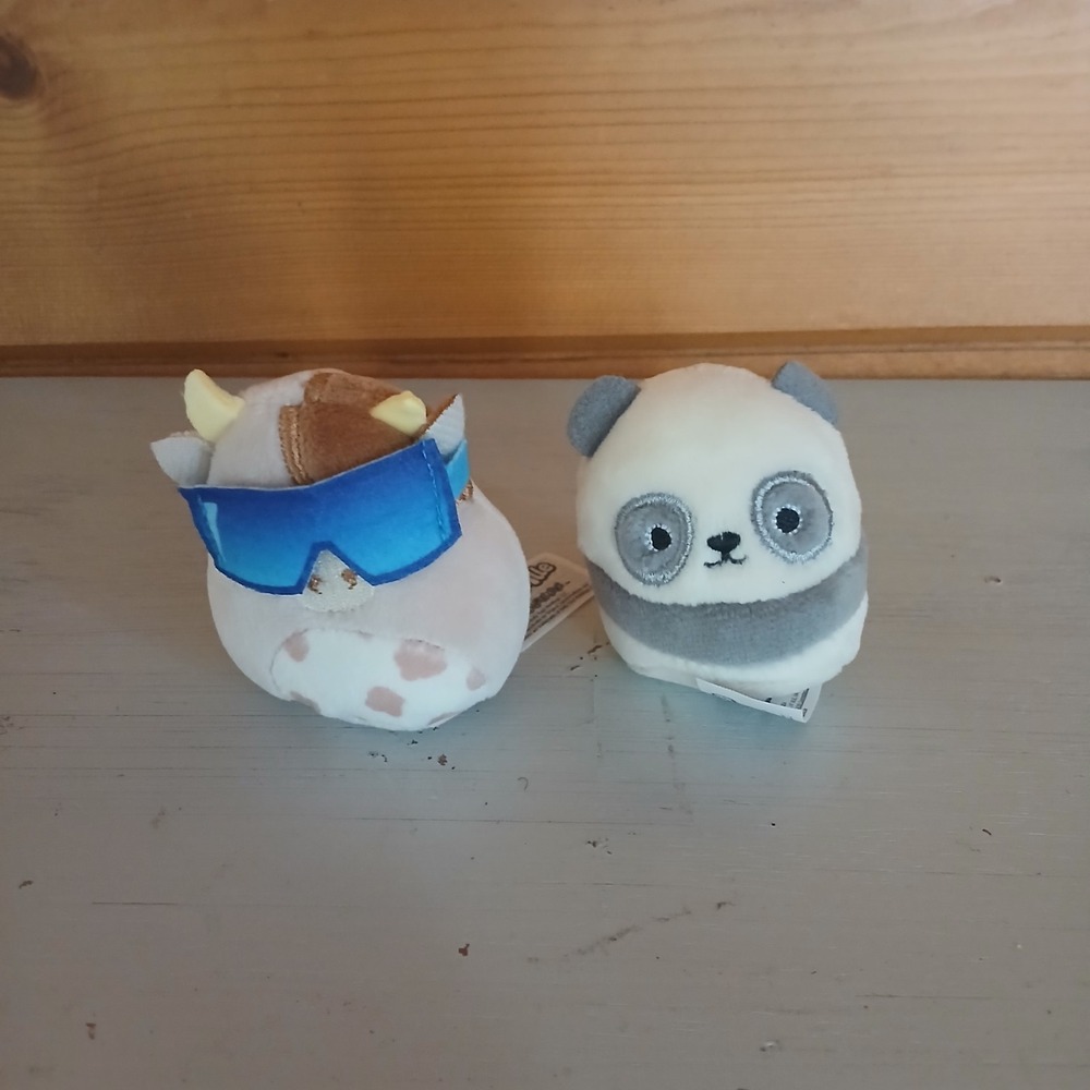 Squishville Mini Squishmallows Lot of 2 Stuffed Animal Plush Toy Cow And Panda